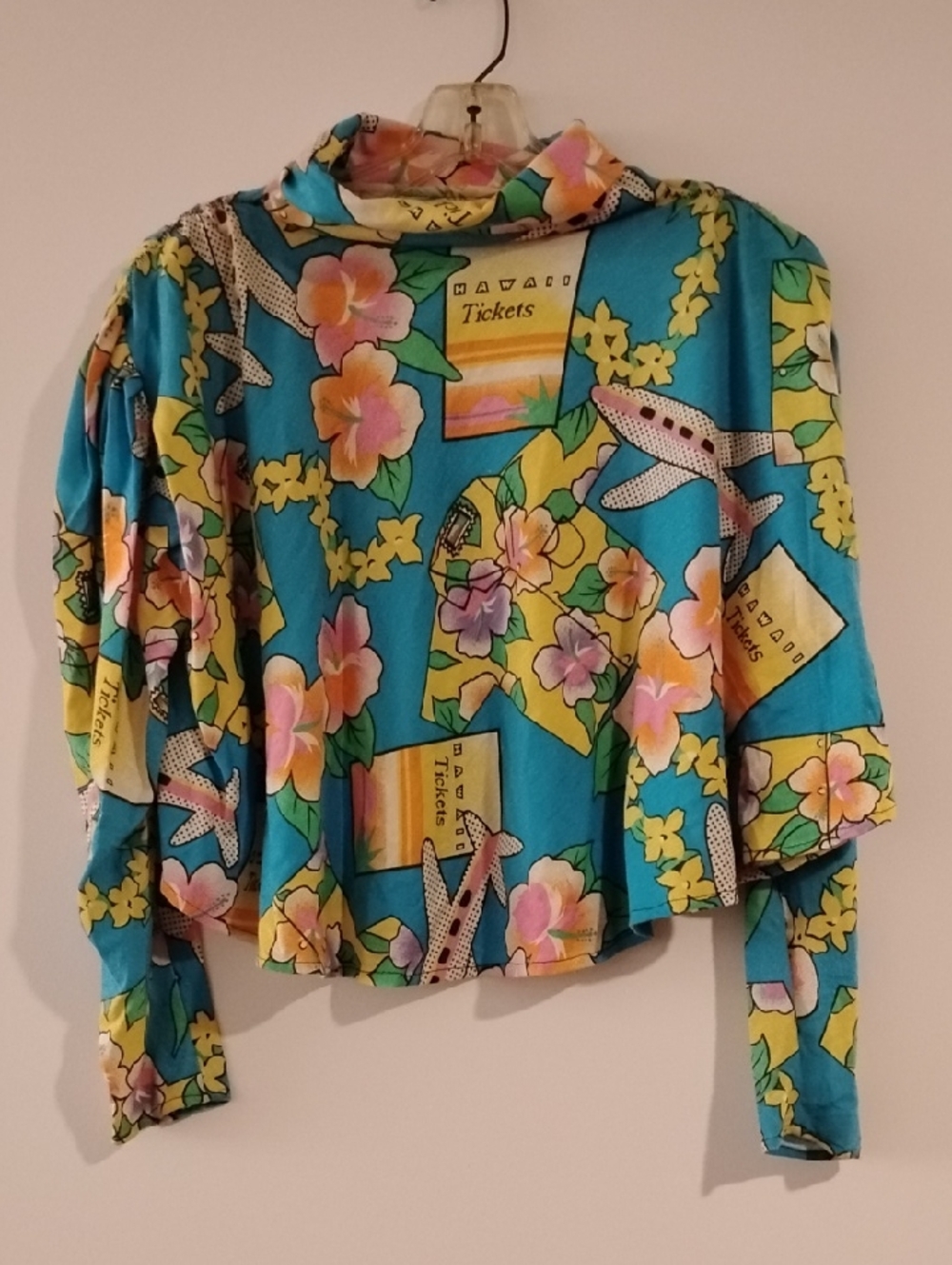 Hawaii Tickets Floral Crop Top - Turquoise